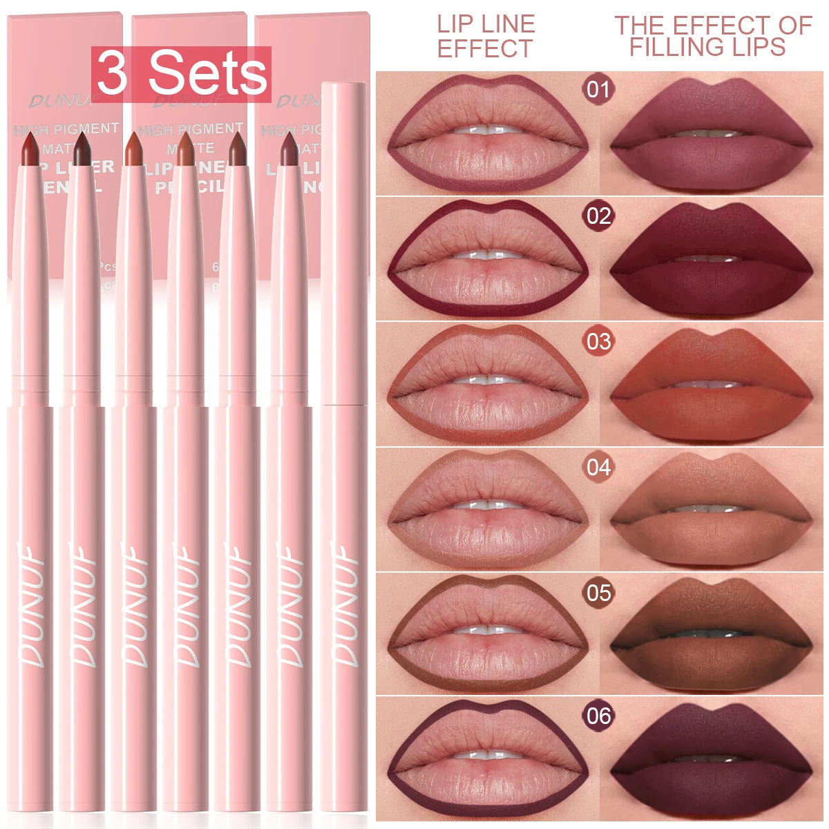 Lip Liner Pen Set 6pcs